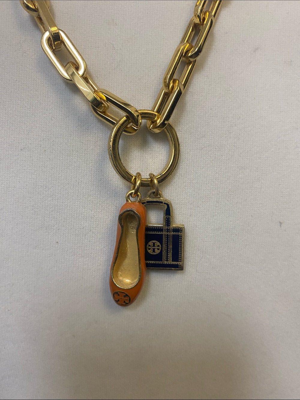 Tory Burch Goldtone Reva & Ella Charm Statement Necklace.